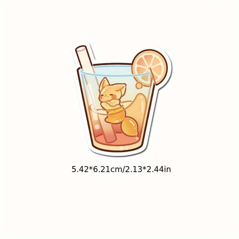 40pcs Cute Fox Stickers - Cute Cartoon Fox in Drinks and Desserts, Creative Waterproof Stickers for Scrapbooking, Phone Cases, Cups, iPads