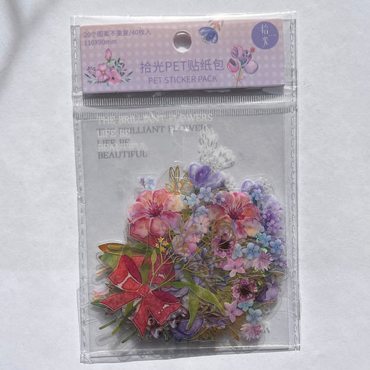 LIMITED EDITION Violett och Farmers rose blommiga klistermärken